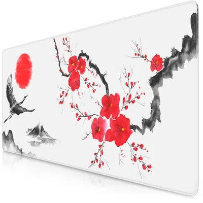 Imagen del producto de Alfombrilla para ratón Titanwolf Gaming XXL, 900 x 400 x 3 mm, base para escritorio, lavable, base antideslizante, velocidad y precisión, diseño Ink Sakura 6