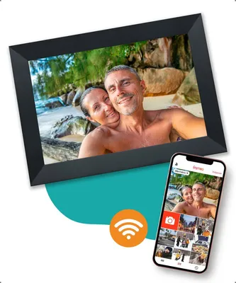 Produktbild von Digitaler Bilderrahmen mit WiFi und App - digitaler Fotorahmen 10 Zoll HD+ IPS Display - Schwarz - Micro SD - Touchscreen