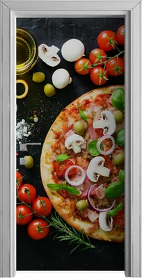 Produktbild von Tür Selbstklebende 90x210 cm Türfolie Türtapete Klebefolie - italienische pizza zutaten