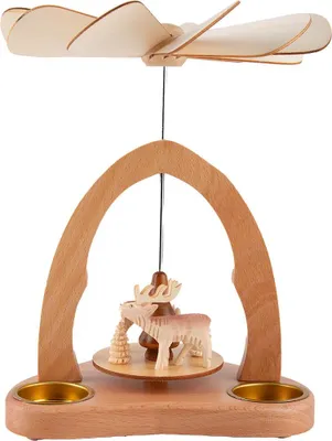 Produktbild von 1-stöckige Tischpyramide Hirsch und Reh (23cm) von Saico Seiffen