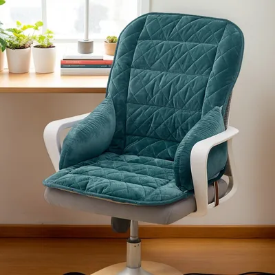 Produktbild von (Olivgrün) Bürostuhl Kissen mit Rückenlehne, Weiches Sitzkissen mit Abnehmbarem Bezug und Bindebändern, Stuhlkissen für Innen-Rocker