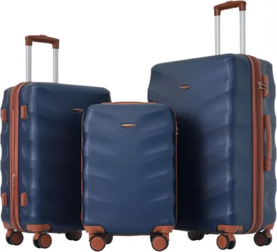 Produktbild von AIORBER Koffer-Set, M-L-XL-Set, verstellbar, 360-Grad-Räder, ABS-Material, druckfest und langlebig, für Reisen und Geschäftsreisen, Blau