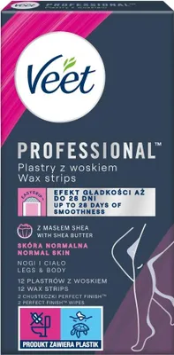 Produktbild von Veet 4053700292455, Enthaarungsstreifen, Körper, Beine, normale Haut, 12 Stück(e)