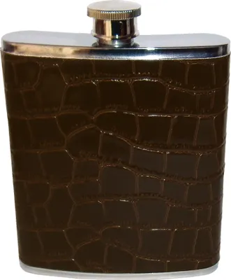 Produktbild von FLACHMANN - 210ml/7oz Kroko Leder optik Edelstahl Schraubverschluß 82(Dunkelbraun)