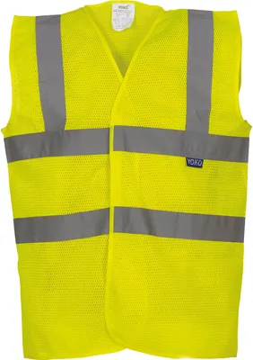 Produktbild von YOKO HVW120 | Herren Hi Vis Top Cool Open Mesh Waistcoat / EN ISO 20471 - Farbe: Hi-Vis Yellow - Größe: M