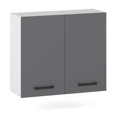 Produktbild von ULWEHOME | Hängeschrank 80 cm Anthrazit, Küchenoberschrank Grafit mit 2 Türen, Wandschrank Küche, Küchenschrank wandhängend