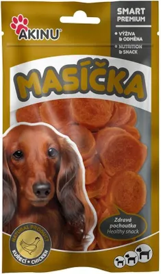 A bag of dog treats with a picture of a dachshund and the treats.