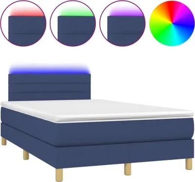 Produktbild von vidaXL Boxspringbett mit Matratze & LED Blau 120x200 cm Stoff