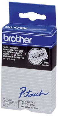 Obrázek produktu pro Brother TCM91, 1 kusů, TC, Černá na průhledné, Japonsko, 5 rok/roky, Brother PT2000, PT3000, PT500, PT5000, PT8E
