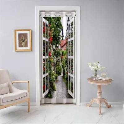 Immagine prodotto di Tenda per porta oscurante con occhielli, 130x180 cm, motivo floreale. Tenda termica, divisorio per ambienti