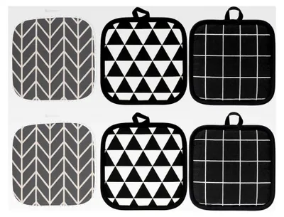 Produktbild von 6-teiliges Set Topflappen, hitzebeständige quadratische Topflappen für Kochen und Backen, Baumwoll-Topflappen mit Aufhängeschlaufen für Mikrowelle, Ofen und Grill