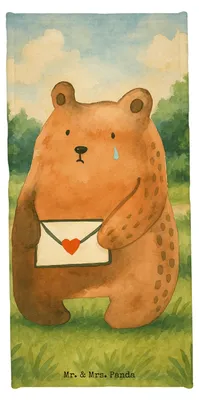 Produktbild von Mr. & Mrs. Panda Strandtuch Bär Vermissen Design - Blau Pastell - Geschenk, Teddy, Reise, Verreist, Badhandtuch, Badehandtuch, Unglücklich Verliebt, Liebeskummer, Freund