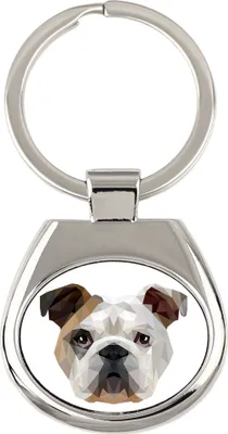 Immagine prodotto di Bulldog, Bulldog inglese - portachiavi geometrico con foto e scritta Art-Dog