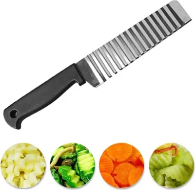 Produktbild von 2 Stk Pommes Wellenmesser, Aus Edelstahl,Kartoffelschneider, Pommesschneider Pommes Frites Schneider Kartoffel Wellenschneider