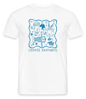 Produktbild von Spreadshirt Janosch Choose Happiness Ausmalmotiv Männer T-Shirt, M, Weiß