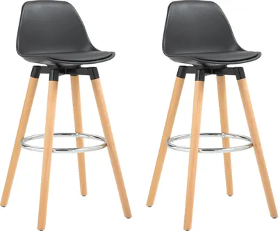Produktbild von 2er-Set Barhocker Barstühle Skandi-Design, Fußtstütze, 43 cm x 43 cm x 91 cm, Natur + Schwarz