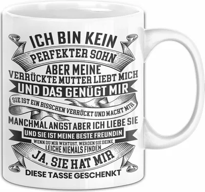 Produktbild von Ich Bin Kein Perfekter Sohn Tasse Geschenk von Mama Mutter Geschenkidee für Sohn Geburtstag (Weiß)