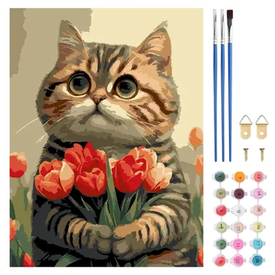 Malen nach Zahlen Set für Erwachsene, Blumen, 30 x 40 cm