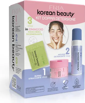 Produktbild von Fria Korean Beauty Set Doppelreinigung: Reinigungsbalsam, Reinigungsschaum + Gesichtsmaske gratis