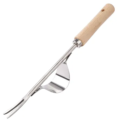Obrázek produktu pro Vytrhávač plevele s dřevěnou rukojetí - Nerezová ocel - 32 cm - Na trávník a zahradu