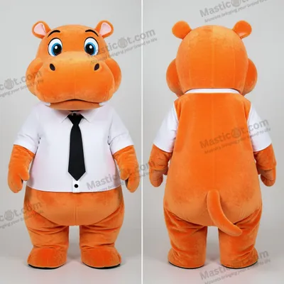 Image de Hippopotame en peluche orange mascotte MASTICOT