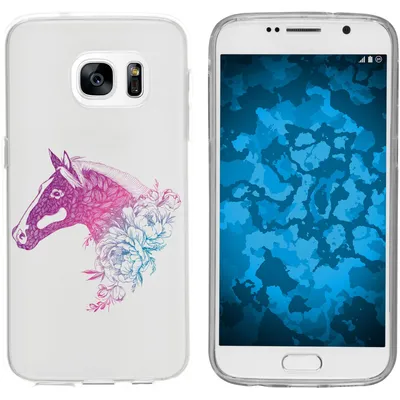 Produktbild von PhoneNatic Case kompatibel mit Samsung Galaxy S7 Silikon-Hülle Floral Pferd M5-6