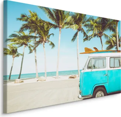 Produktbild von Fabelhafte Canvas LEINWAND BILDER 90x60 cm XXL Kunstdruck Meer Strand Auto Palmen