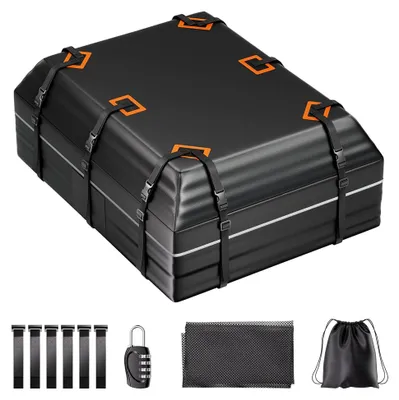 Produktbild von Dachgepäckträger, wasserdichte, strapazierfähige PVC-Dachbox 21 Kubikfuß, geeignet für alle Fahrzeuge mit/ohne Trägersystem, mit rutschfester Matte, verstärkten Gurten, 6 Türhaken und Gepäckschloss.