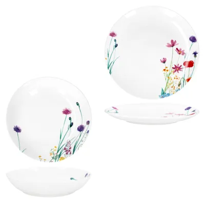 Produktbild von 12tlg Tafelservice Marie Porzellan 6 Personen Speiseteller Suppenteller Blumen