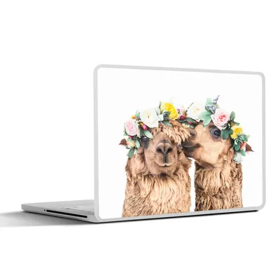 Produktbild von MuchoWow® Laptop Aufkleber Sticker Cover Alpaka - Blumen - Tiere - Natur 25x18 cm - Laptop-Deko