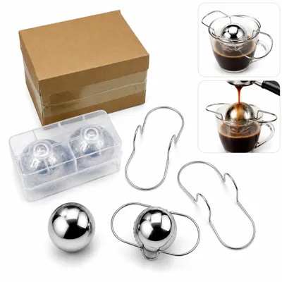 Produktbild von 2er Set Espresso Kühlkugeln aus Edelstahl, Kaffee Cooling Balls für Espresso, Wiederverwendbare Espresso Kühler Zubehör