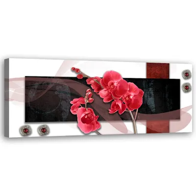 Produktbild von Leinwandbild Rote Orchidee Abstraktion 90x30 Feeby Rosa bild für die wand bereit zum aufhängen