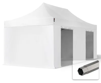 Produktbild von TOOLPORT 3x6m Stahl Faltpavillon, inkl. 4 Seitenteile, weiß