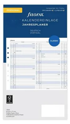 Produktbild von Filofax Kalendereinlage Personal Jahresplaner vertikal deutsch 2028