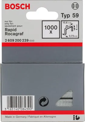 Obrázok produktu pre Bosch 2 609 200 239, Balík svoriek, 6 mm, Upevnenie, 1,06 cm, 1000 svoriek, Nerezová oceľ