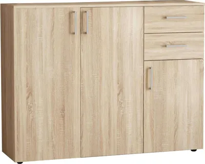 Immagine prodotto di Milani Home - madia credenza moderna 2 cassetti e 3 ante, quercia chiaro, 106 x 36 x 83 cm