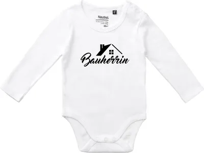 Produktbild von Huuraa Baby Body Bauherrin 68 White  Baumwolle Fairtrade Langarmbody Geschenkidee
