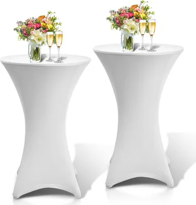Produktbild von Jopassy 4x Stehtischhusse Stretch Stehtisch Hussen Ø 70 cm Tisch Husse Bistrotisch Weiß