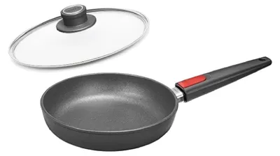 Produktbild von Woll, Nowo-Titanium INDUKTION-SET bestehend aus Hochrandpfanne, 7cm hoch, 26cmØ, abnehmbarer Stiel, inkl. passenden Sicherheitsglasdeckel in attraktiver Geschen