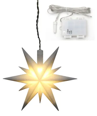 Kunststoff-Weihnachtsstern weiß, LED, Timer, 13,5x5,5x12 cm