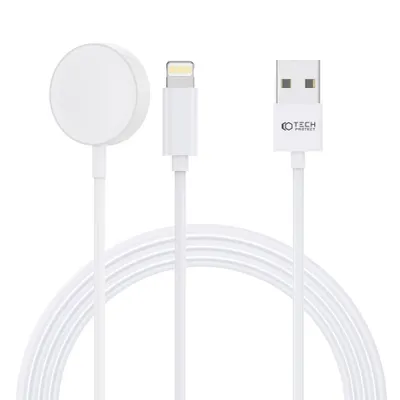 Produktbild von Tech-Protect Ultraboost 2In1 Magnetisches Ladekabel & Lightning 150 Cm Apple Watch Weiss