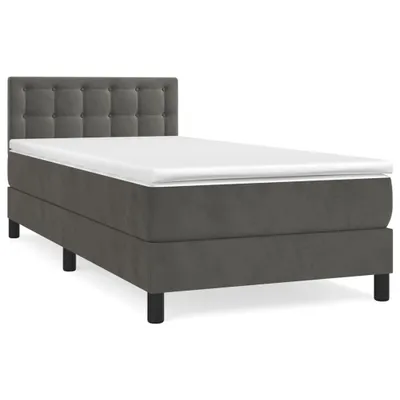 Immagine prodotto di vidaXL Letto a molle con materasso grigio scuro 90x190 cm in velluto