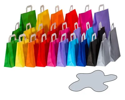 Produktbild von 50x Papiertragetaschen Papiertaschen Flachhenkel 18x8x22cm grau 70gr.
