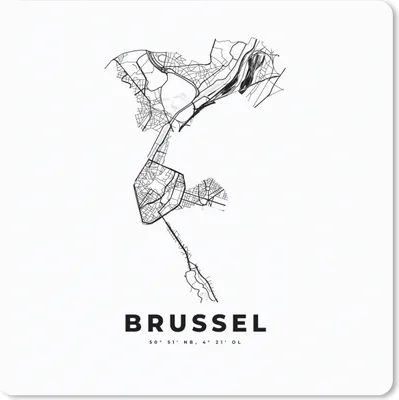 Produktbild von MuchoWow® Mauspad Mousepad Belgien - Brüssel - Stadtplan - Karte - Schwarz und weiß - Karte 20x20 cm - Mousepads - Maus Mat - Pad - Mausunterlage - Desk Mat - Bureauartikeln