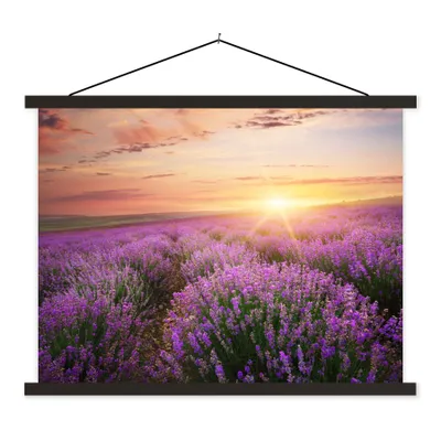 Produktbild von MuchoWow® Textilposter Lavendel - Sonne - Blumen 40x30 cm mit schwarzem Rahmen - Dekorationen