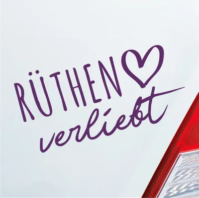 Produktbild von Auto Aufkleber Rüthen verliebt Herz Stadt Heimat Liebe Car 19x10 cm Lila Sticker Heckscheibenaufkleber