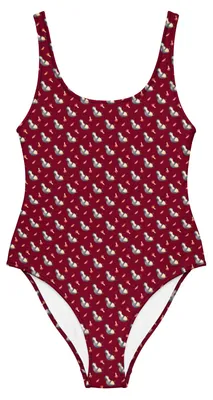 Produktbild von Mr. & Mrs. Panda Badeanzug Pinguin Lachen Größe XS - Burgundy - Geschenk, Swimsuit, Freude, Fröhlich, Pinguine, Badebekleidung, Damen-Badeanzug, Lol, Optimismus, Haha
