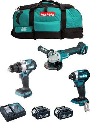 Produktbild von MAKITA Kit MK309 (DHP486 + DTD154 + DGA504 + 2 x 5,0 Ah + DC18RC + LXT600)