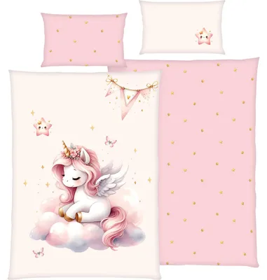 Produktbild von Herding Kinder-Wendebettwäsche Einhornzauber" rosa 1x 100x135 cm + 1x 40x60 cm"