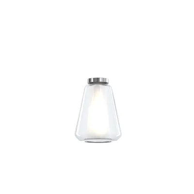 Imagen del producto de Lámpara de techo contemporánea, modelo Gamma, con doble estructura, acabado en metal cromado y pantalla de vidrio transparente. Para una bombilla E27